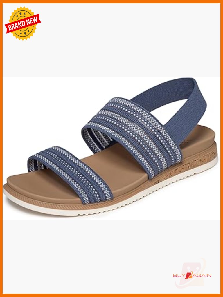 Slip-On Sandals With Knit Upper And Cushioned Footbed